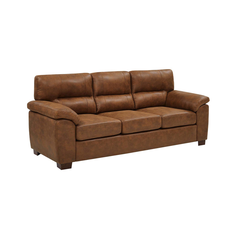 81 " 3 Seater Couches, PU Leather Comfy Couches With 24" Deep Seat For Living Room, Light Brown