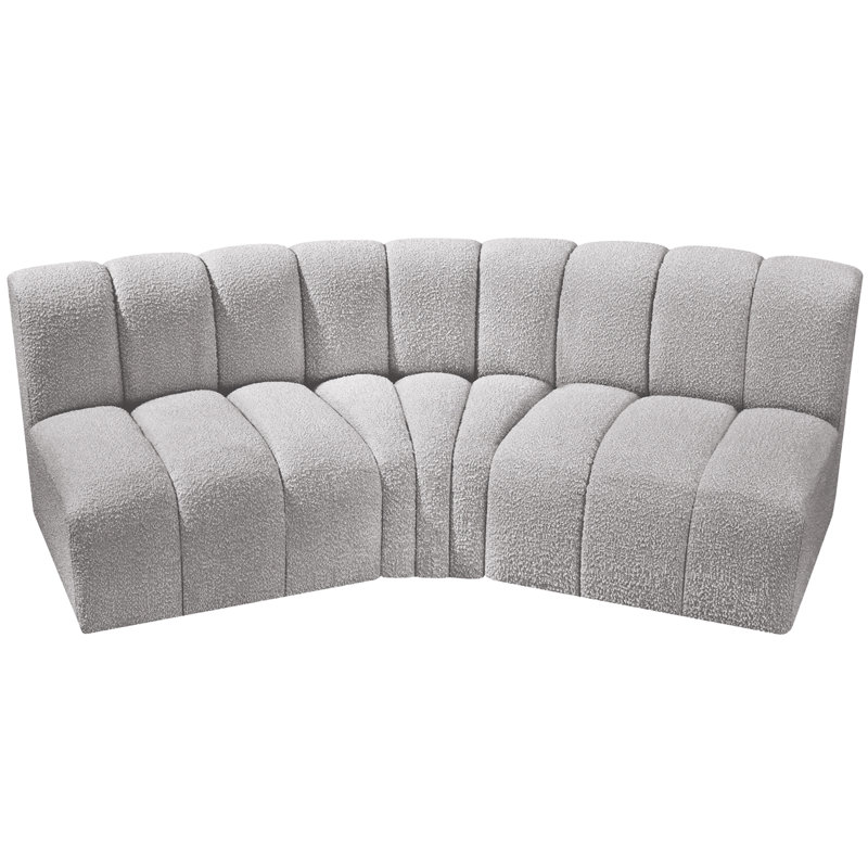 Canapé et méridienne rembourrés Hyoung, Tissu gris bouclé