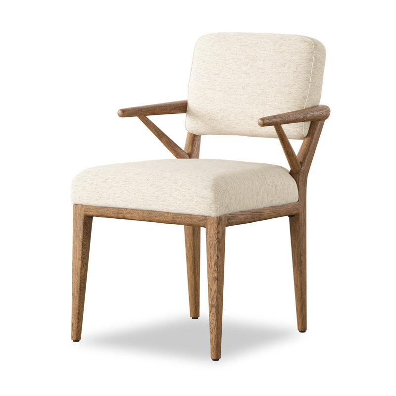 DEIDRE Polyester Upholstered Back Armchair Dining Chair, Crypton Nomad Snow