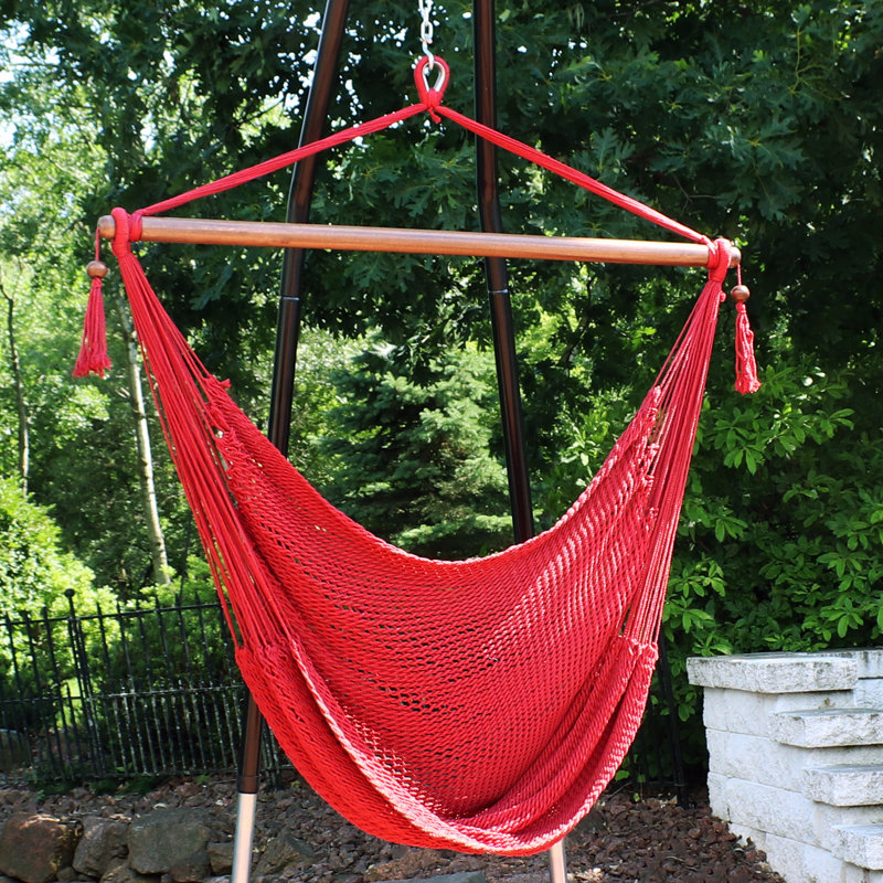 Chaise hamac suspendue avec corde en polyester filé doux Plummer - rouge, Rouge