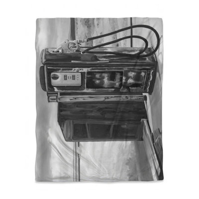 Monochrome White Car Duvet Cover | Old Gas Pump Home Decor