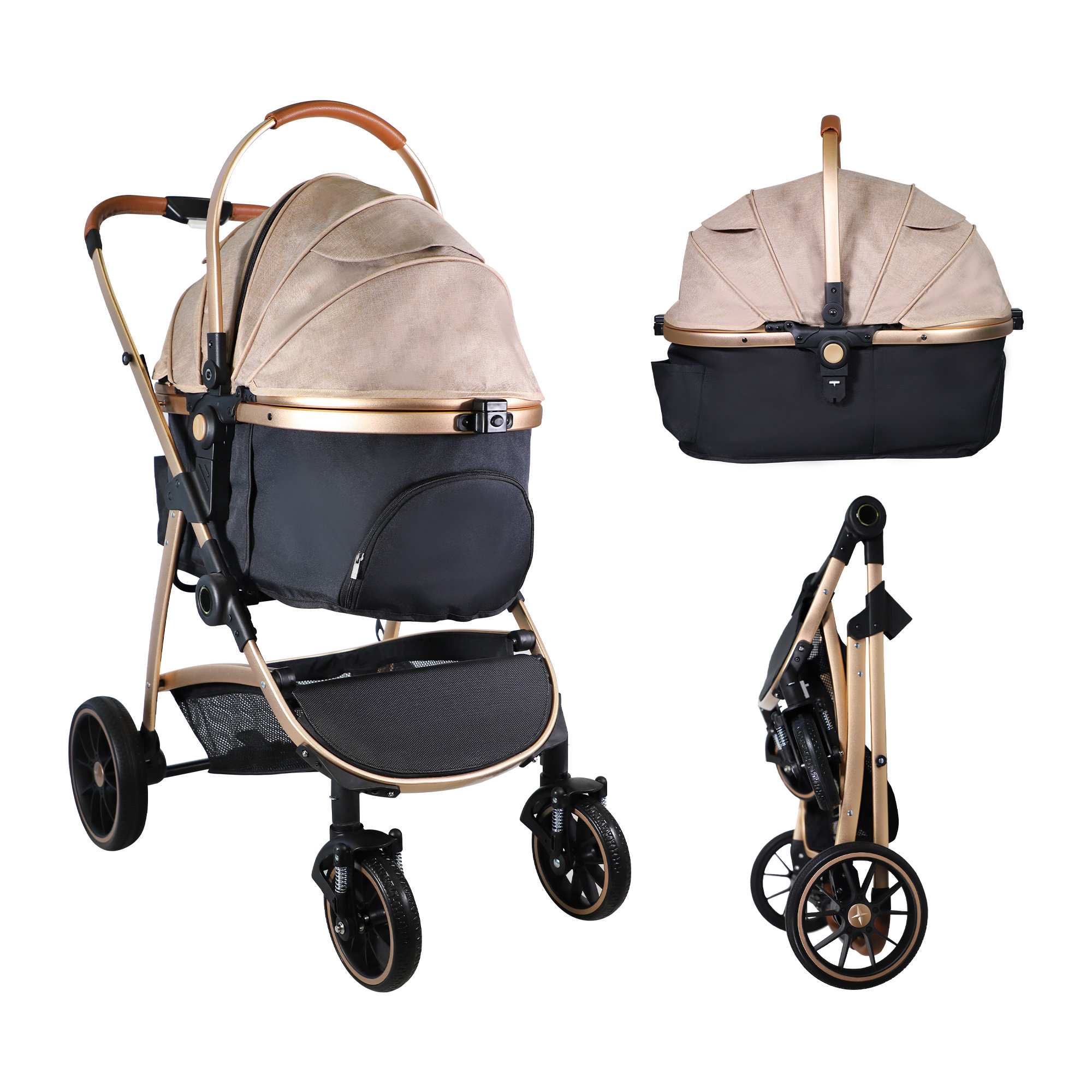 ACEM Folding Pet Stroller Detachable 2 In 1 Pet Car