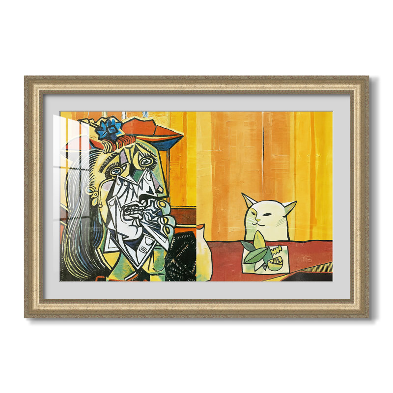 Même une femme criant après un chat (parodie de Picasso), vers 2019 - Artiste Internet (inconnu) - Tirage encadré sur mesure