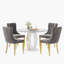 Ensemble de table de salle à manger haute brillance ronde avec 4 chaises de salle à manger en velours-1212418342-1212418336