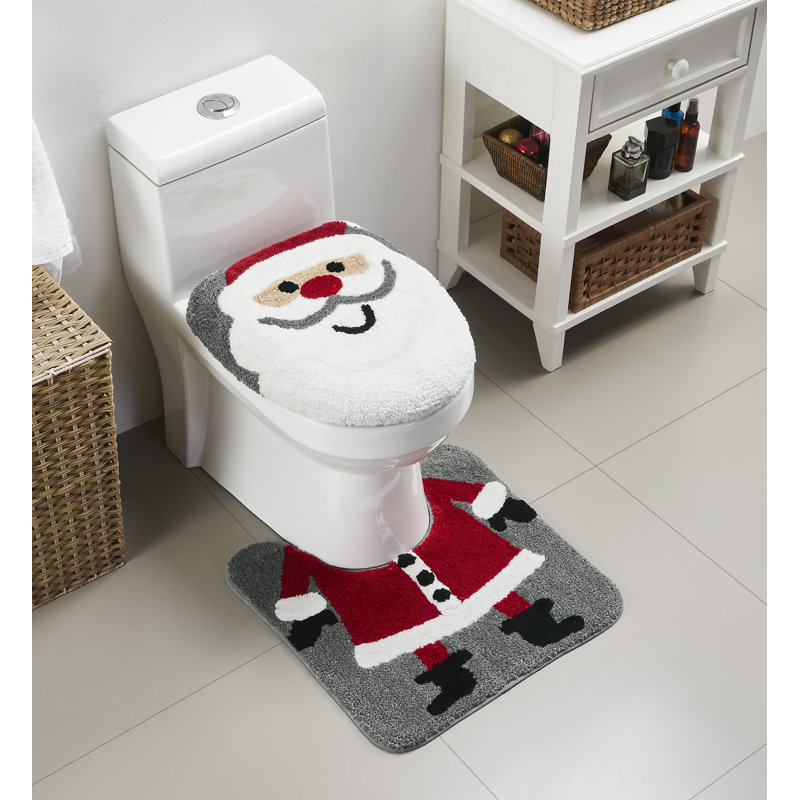 Christmas Santa Snowflake 2Pc. Bath Rug Set