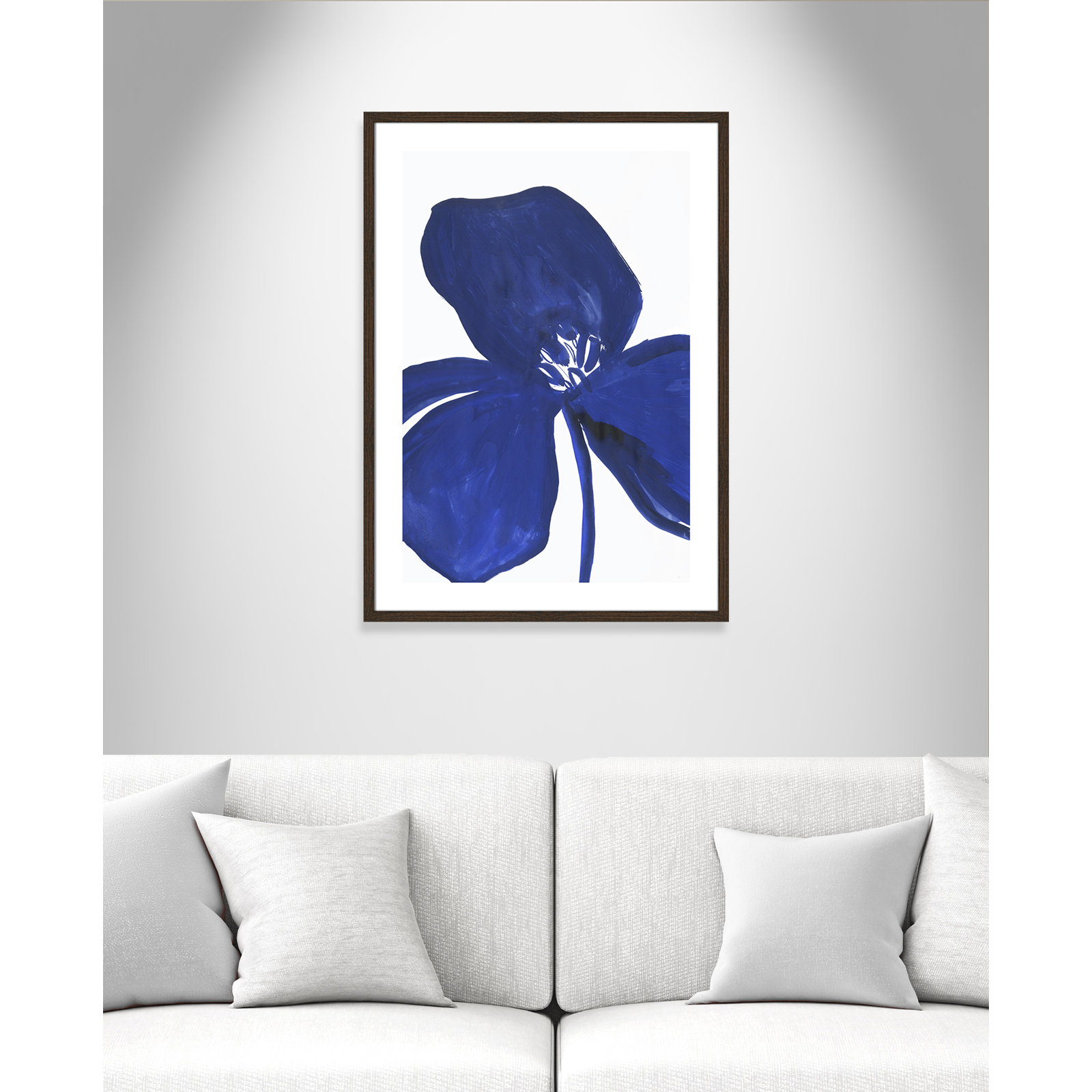 Indigo Petal II - Picture Frame Print on Paper, Brown Framed Paper, 35.5" H x 25.5" W x 0.75" D