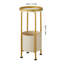 Petite table d'appoint ronde avec panier de rangement, table de bout ronde à 2 niveaux pour le salon, la chambre à coucher