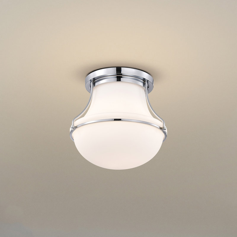 Plafonnier encastré en verre Bashaw, H 9 po x l 10,38 po x P 10,38 po, Nickel poli