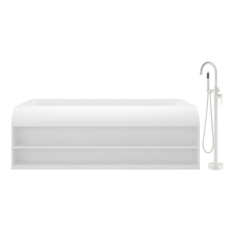 Baignoire de trempage autoportante 69 po. L x 36 po. Avec robinet, Blanc