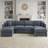 U-Shape Modular Sectional Sofa, 6-Seat Corduroy Convertible Couch with 2 Removable Ottomans & Throw Pillows, Oversized Corner Sofa with Ottoman Modules for Living Room, Apartment, Large Space-107093708