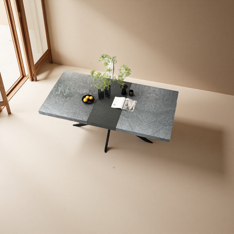 Table de salle à manger rectangulaire extensible de 55,11 po à 70,86 po, Gris foncé