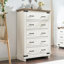 Commode 5 tiroirs avec grand espace de rangement Quan Farmhouse H 48 po, blanc / brun
