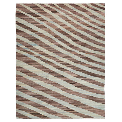 Brown Turkish Flatweave Wool Rug - 9'5" x 12'3"