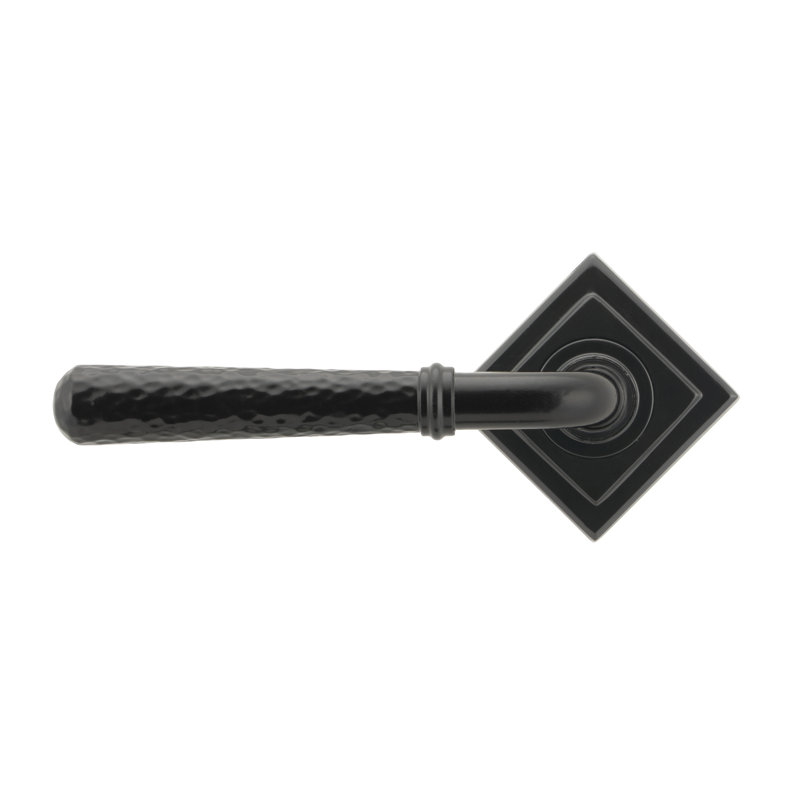 Hammered Newbury Lever on Rose Set (Square), Black