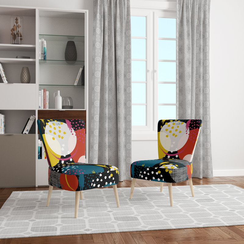 Multicolor Circle Pattern - Upholstered Patterned Accent Side Chair