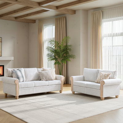 Terren  Monica 2-Piece Farmhouse Living Room Set with Solid Wood Spindle Legs