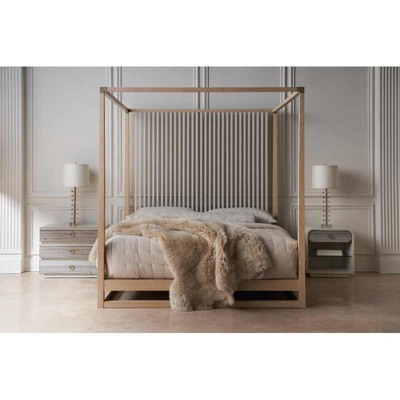 Pinstripe Solid Wood Canopy Bed, King