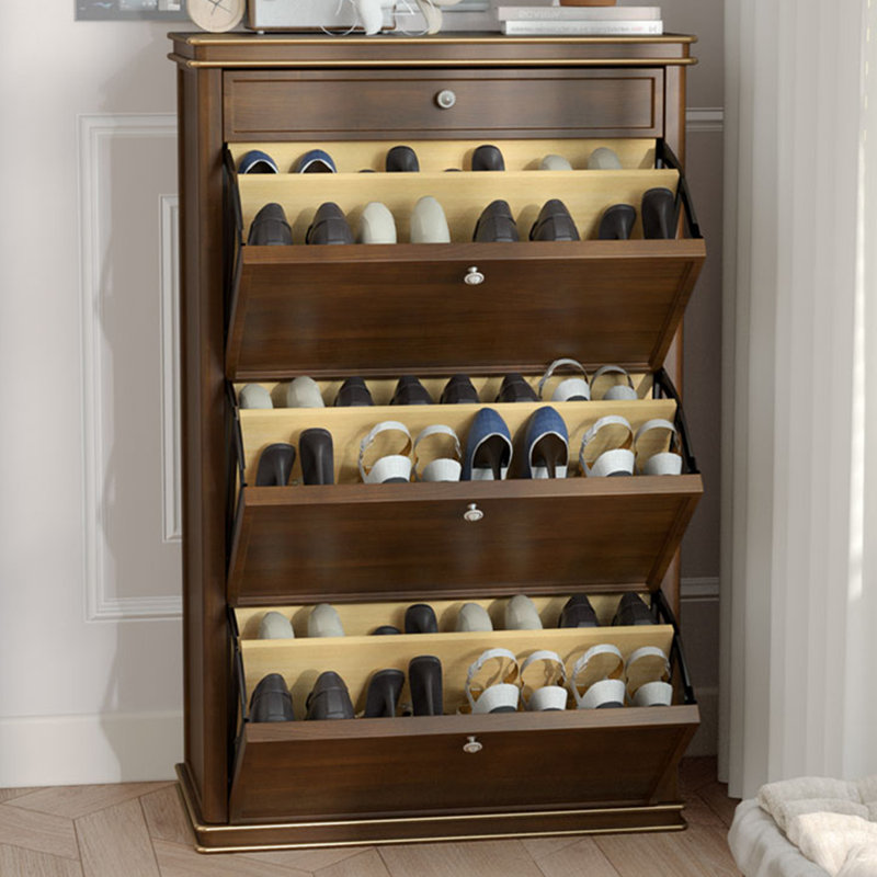 Nut-Brown Solid wood Shoe Storage