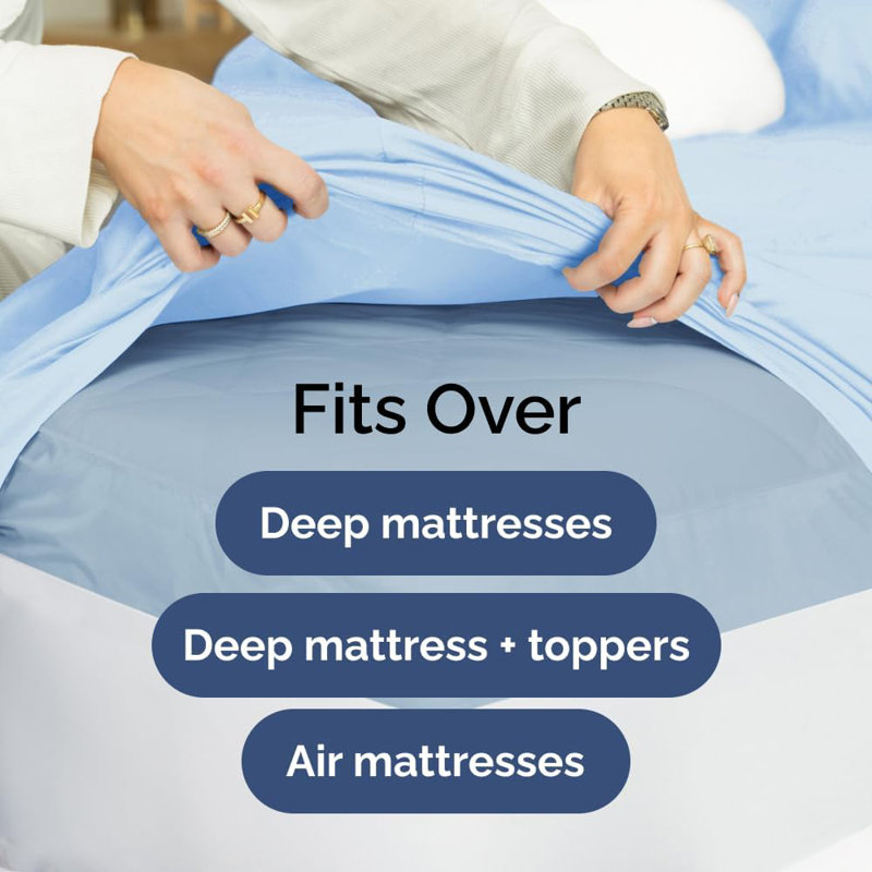 6 Piece Extra Deep Pocket Sheet Set, Cooling & Breathable Bed Sheets, Soft Hotel Luxury Bedding, Fits 18–24 Inch Mattress
