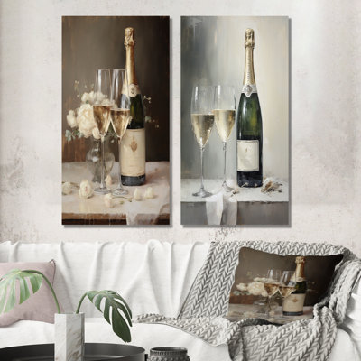Legacys Lure Champagne and Glass - Champagne, ensemble de 2 reproductions d'art mural