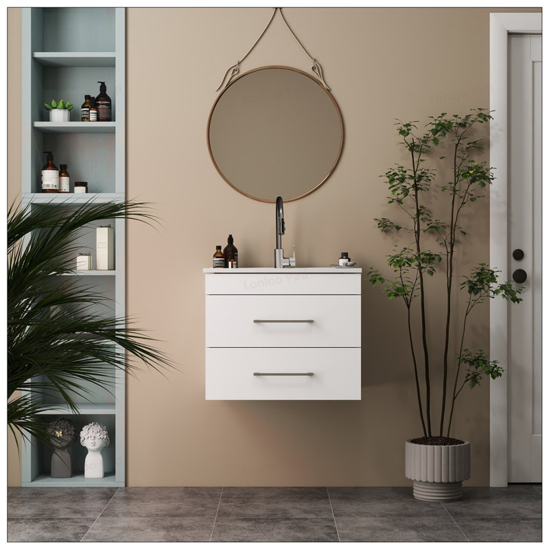 Meuble-lavabo mural 24 po avec lavabo en céramique