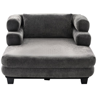 American Style Grey Bed With Chenille Upholstery, Ultra - Deep Seat, And Double Layer For Living Room Lounging Modern Comfy 41.3 Inch Supportive Home Relaxation
