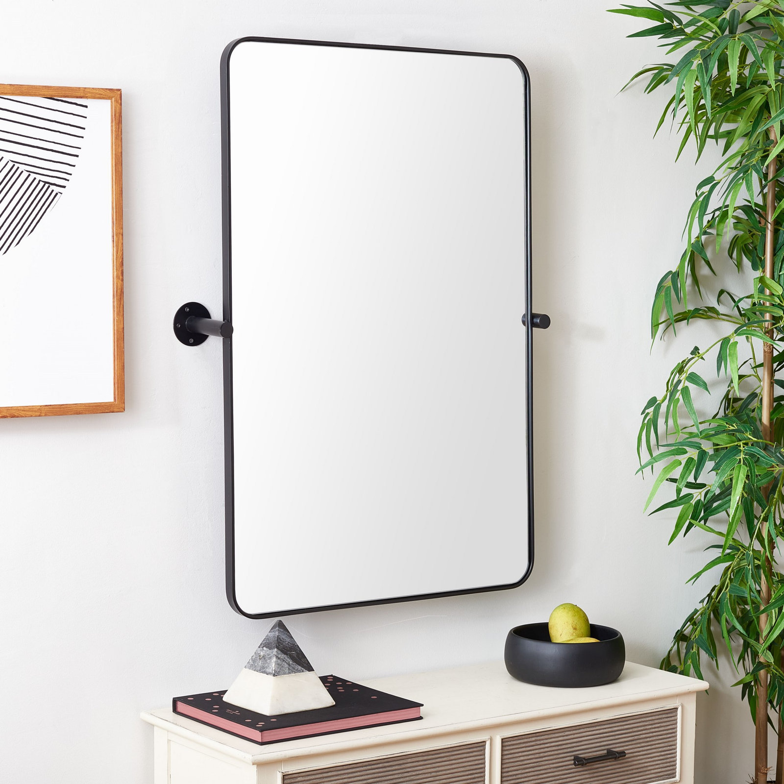 Evvie 24" Accent Mirror, Black