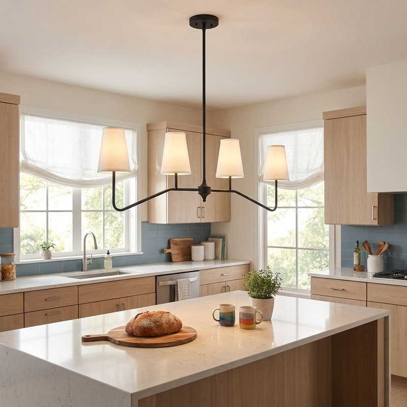 Kahler 4-Light Linear Pendant, Natural Brass
