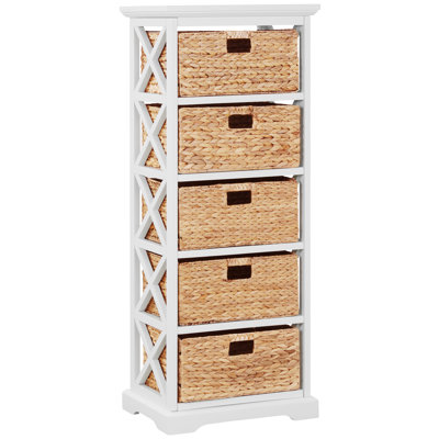Lefkowski 5 Drawer Storage Drawers, End Storage Cabinet, White