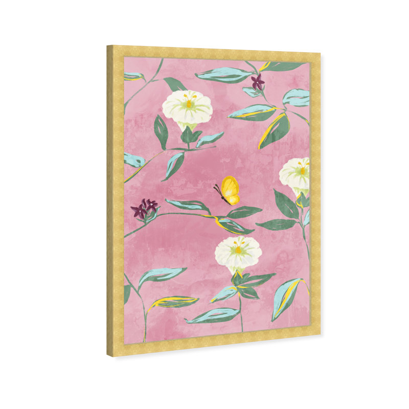 Floral Spring Tapestry Pattern by Birch Lane™ - Picture Frame Print, Gold, 26" H x 18" W