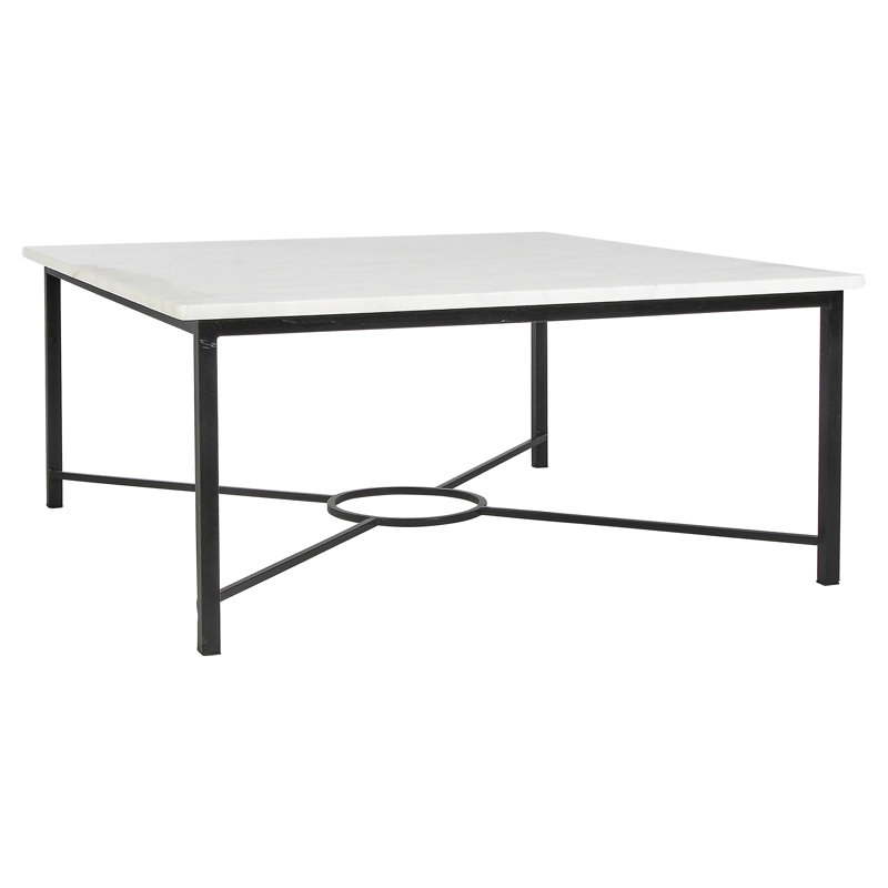 Ella 4 Legs Coffee Table, Flat Black, Carrera Marble