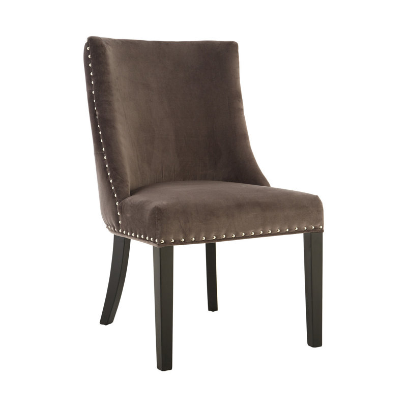 Ozbourn 45cm H Velvet Upholstered Side Chair, Brown