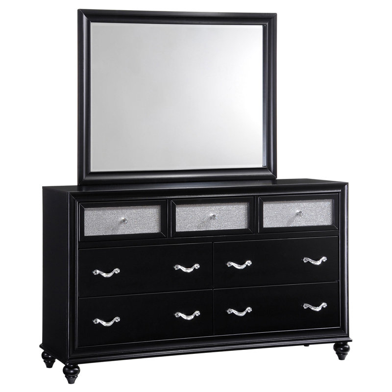 Miroir de commode Mildred, Noir, noir, noir, noir