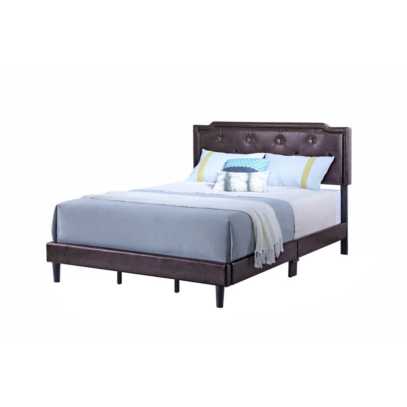Upholstered Panel Bed, Queen, Cappuccino