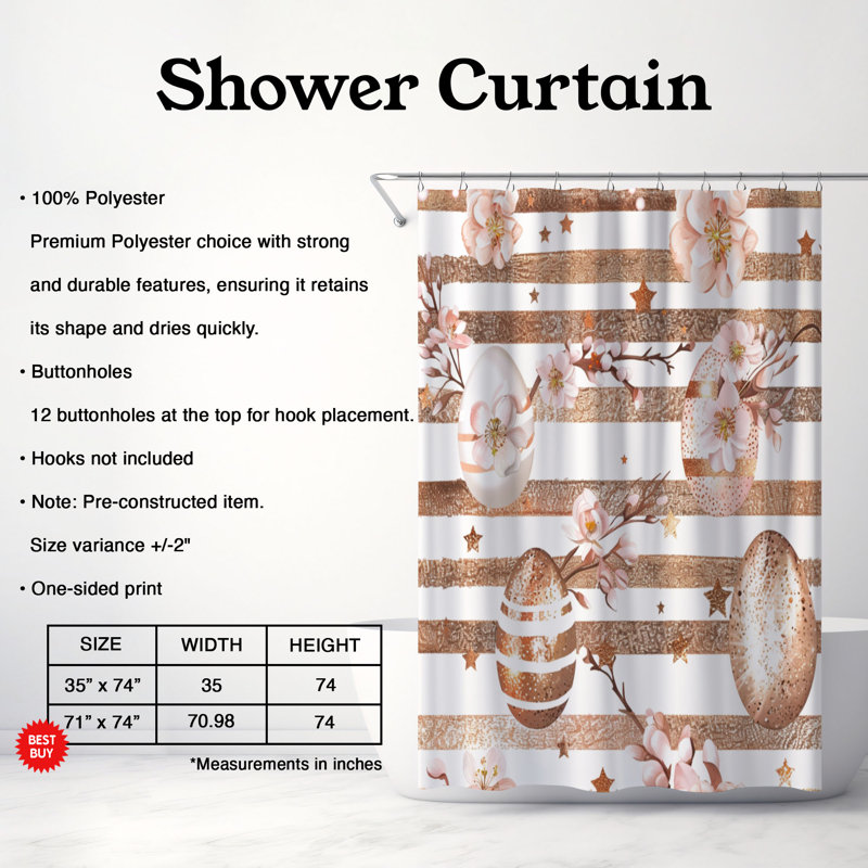Rideau de douche Pâques Pastel Premium 127, H 74 po x l 71 po