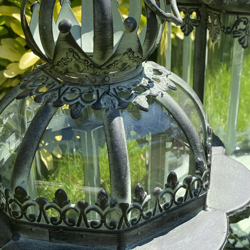 2 Piece Metal Floor Lantern Set, Black