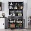 Armoire de garde-manger pour salon, huche de 71 po en bois pour micro-ondes avec rangement, station de charge et supports à vin