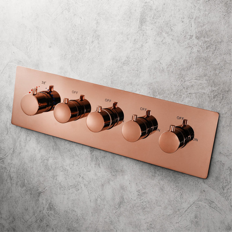 Thermostatic All-In-One Kit with Rough in-Valve, Rose Gold