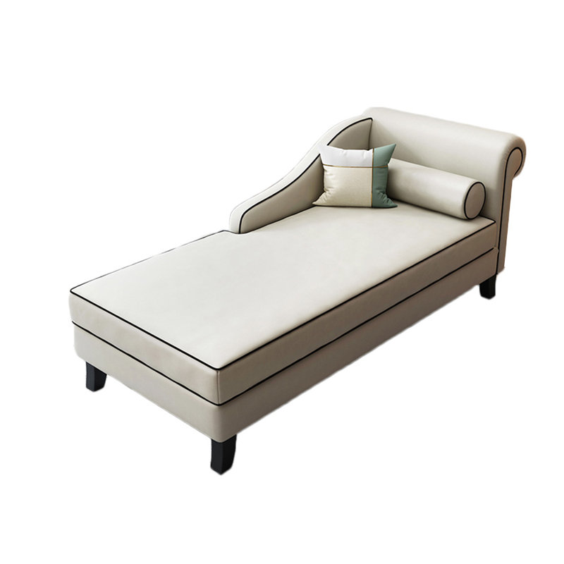 Chaise longue rembourrée Gibeon, Accoudoir à droite (vu de face), Blanc cassé