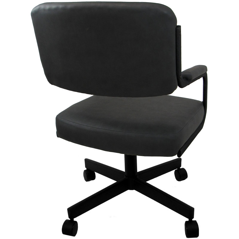 Chaises de bureau Holle, Vinyle gris, Noir