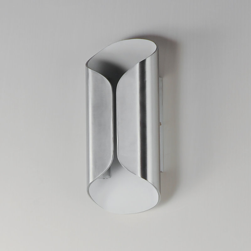 Applique murale Alessandrino, Aluminium satiné / blanc, H 13,75 po x l 6,25 po x P 3,25 po