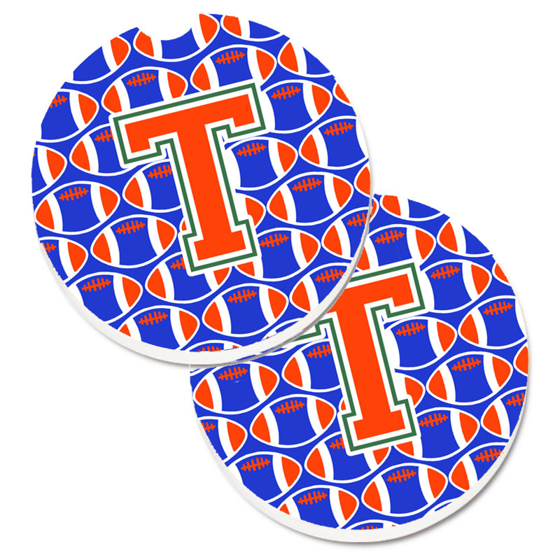 Sous-verre de football, T, Bleu / Orange