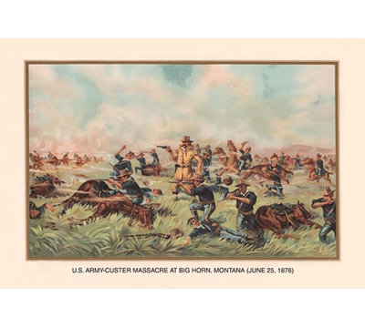 «Custer Massacre at Big Horn, Montan 25 June 1876» par Arthur Wagner, reproduction d'art