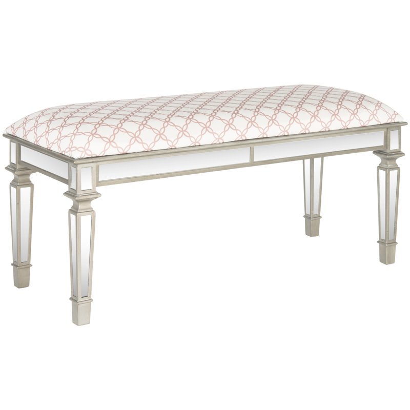 banc en bois Rosario, Motif de treillis en treillis blanc rose