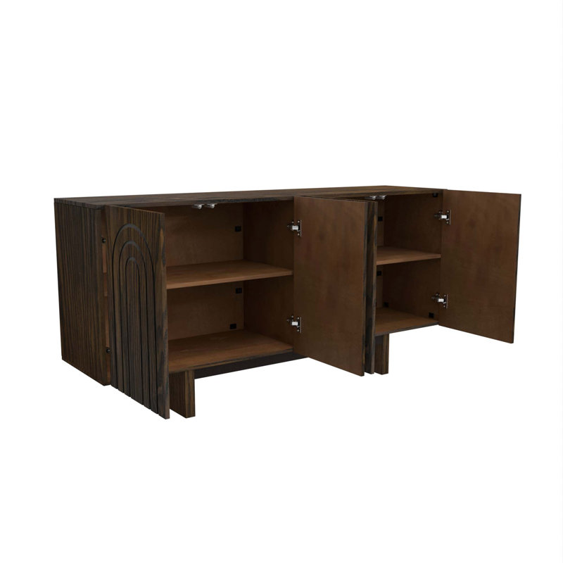Armoire d'appoint à 4 portes en grain de bois avec rangement réglable