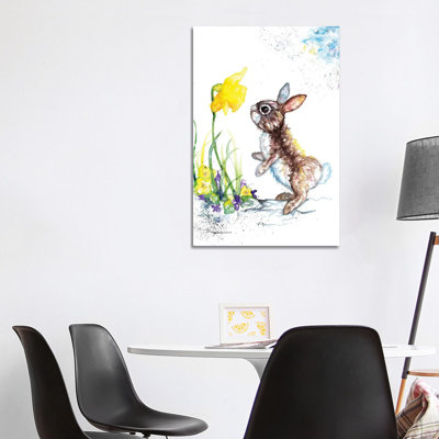 Rabbit And Daffodil by BebesArts - Wrapped Canvas Gallery-Wrapped Canvas Giclée