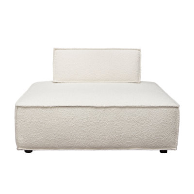 Gada Square Lounger Chair, Welt Trim Ivory Boucle, 45 Inch