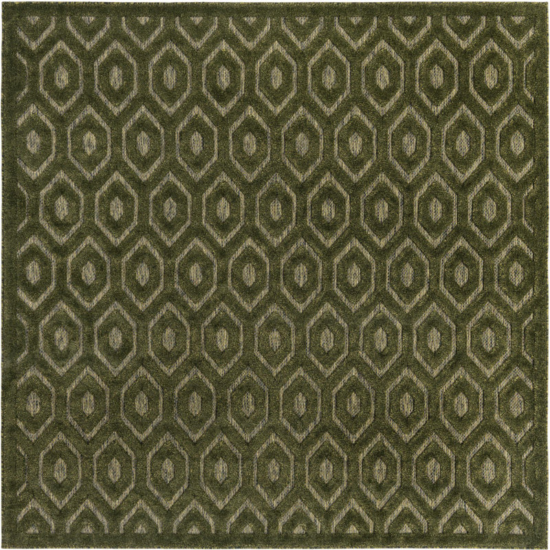 Tapis intérieur / extérieur vert, Carré 7 pi 10 po