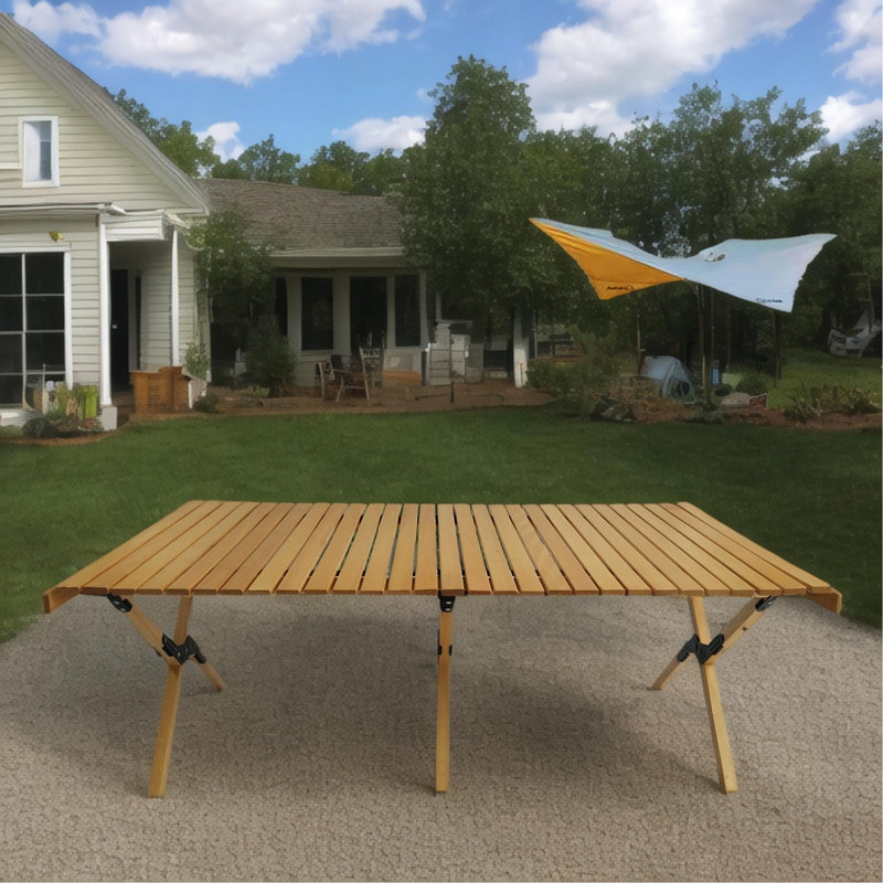 Table de salle à manger portative pliable en bois multifonctionnelle, Naturalindoor et Outdoor Universal, naturel