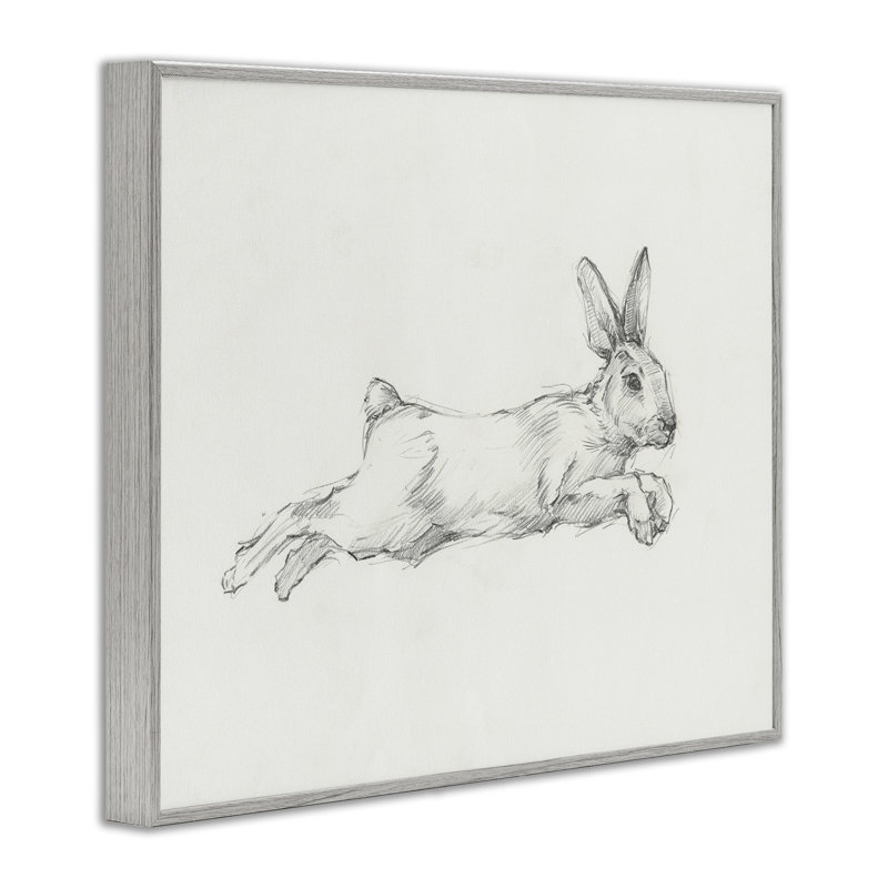 Dessin de lapin sautant, estampe numérique par Ethan Harper, H 11 po x l 14 po, Estampe numérique Farmhouse